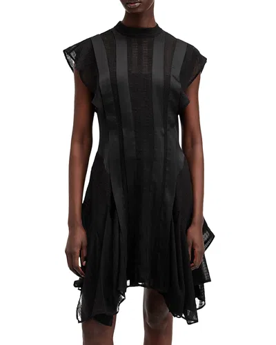 Allsaints Womens Fleur Asymmetric Woven Mini Dress Black