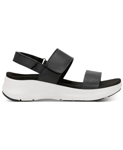 Rockport Women's Qwera Open Toe Strappy Casual Wedge Sandals In Black Leather
