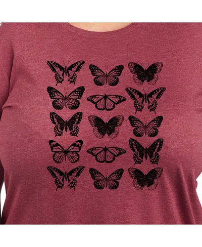 Hybrid Apparel Butterfly Grid Plus Size Graphic Tee In Red