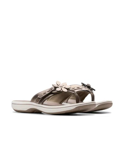 Clarks Cloudsteppers Women's Breeze Opal Sandals In Pewter Synthetic