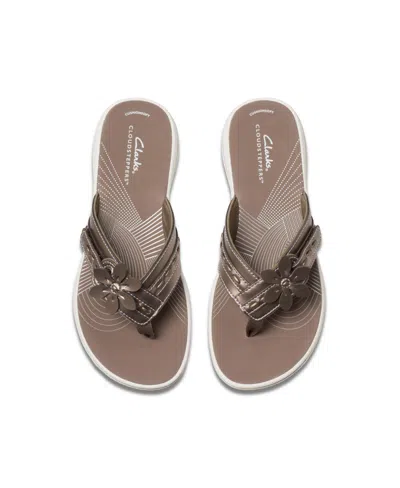 Clarks Cloudsteppers Women's Breeze Opal Sandals In Pewter Synthetic