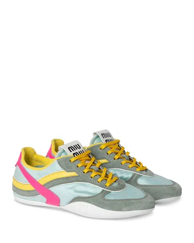 Miu Miu Gymnasium Tech-nylon And Suede Sneakers In Multi