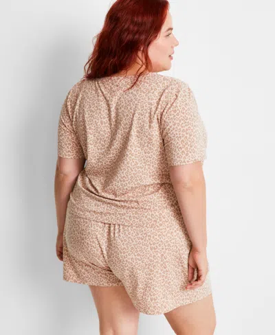 State Of Day Women's Short-sleeve Boxer Pajama Set Xs-3x, Exclusively At Macy's In Soft Leopard