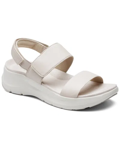 Rockport Women's Qwera Open Toe Strappy Casual Wedge Sandals In Ivory Leather