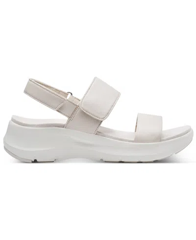 Rockport Women's Qwera Open Toe Strappy Casual Wedge Sandals In Ivory Leather