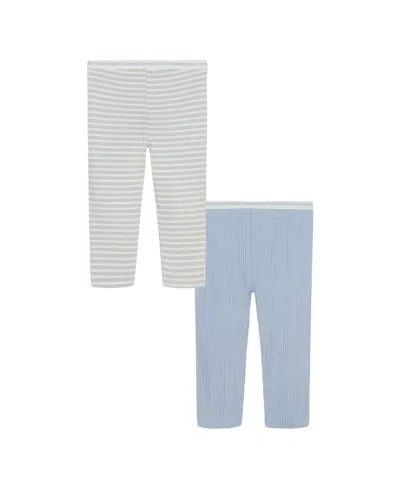 Calvin Klein Baby Boys 2-piece Combed Pull-up Pant Set In Vanilla,blue Fog