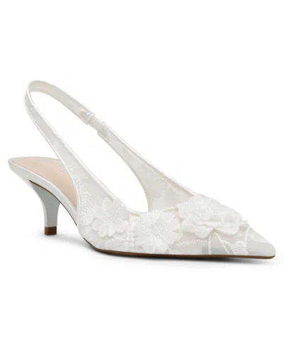 Betsey Johnson Sb-dian Ivory 3d Floral Pointed-toe Slingback Pumps