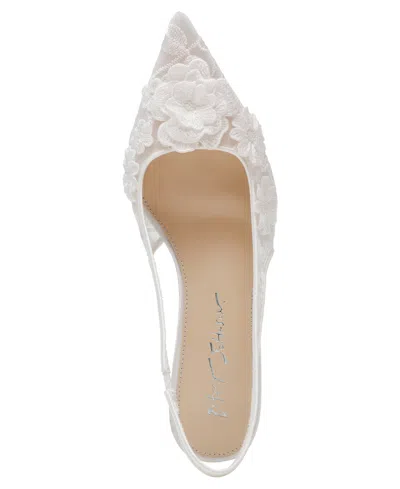 Betsey Johnson Sb-dian Ivory 3d Floral Pointed-toe Slingback Pumps
