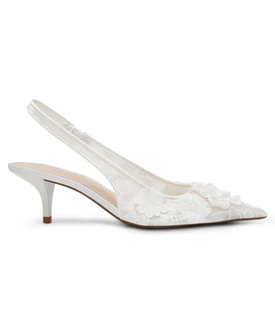 Betsey Johnson Sb-dian Ivory 3d Floral Pointed-toe Slingback Pumps