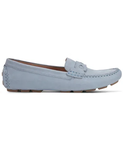 Rockport Women's Blara Almond Toe Casual Flat Loafers In Light Blue Nubuck
