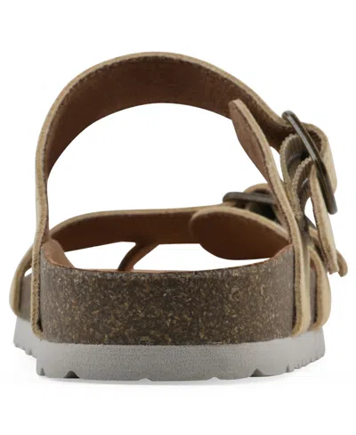 White Mountain Women's Grams Round Toe Flat Sandals In Butter Cream Suede