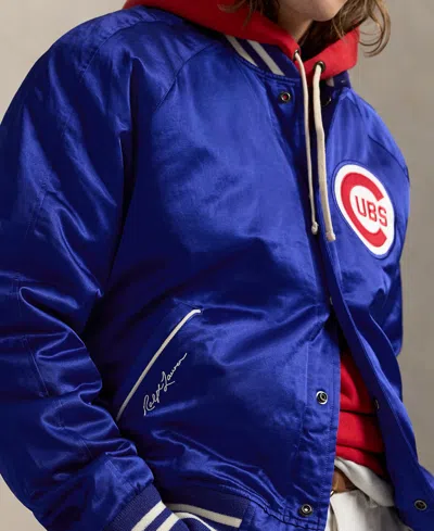 Polo Ralph Lauren Cubs Satin Jacket In Blue