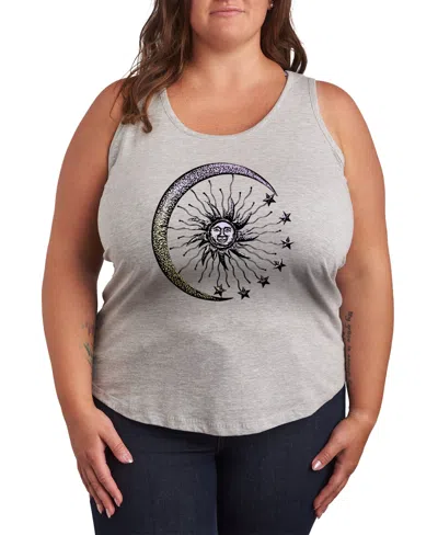 Hybrid Apparel Sun Moon Plus Size Graphic Tank In Grey