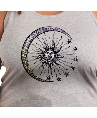 Hybrid Apparel Sun Moon Plus Size Graphic Tank In Grey