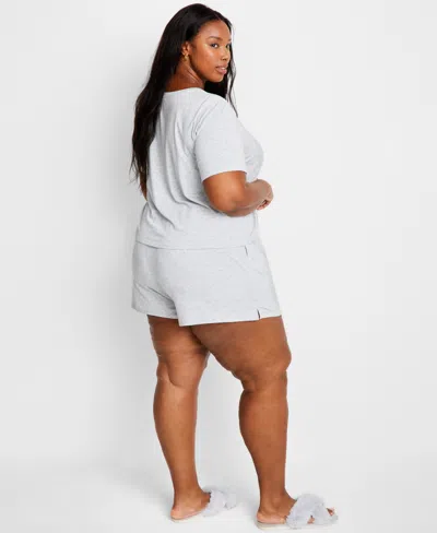 State Of Day Women's Short-sleeve Boxer Pajama Set Xs-3x, Exclusively At Macy's In Sleep Grey