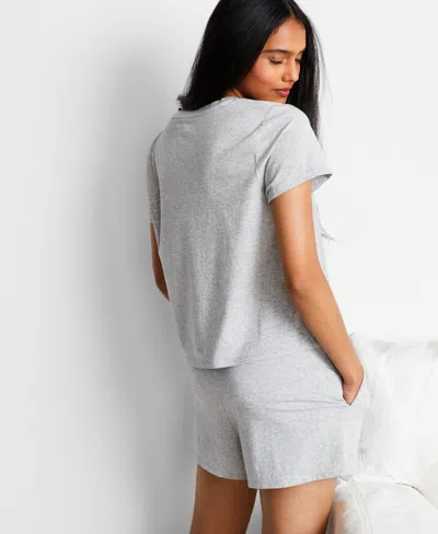 State Of Day Women's Short-sleeve Boxer Pajama Set Xs-3x, Exclusively At Macy's In Sleep Grey