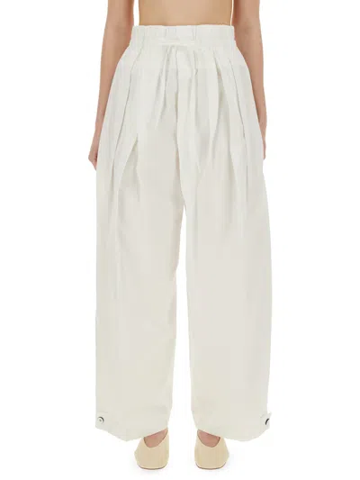 Jil Sander Wide Pants In Cotton Gabardine In White