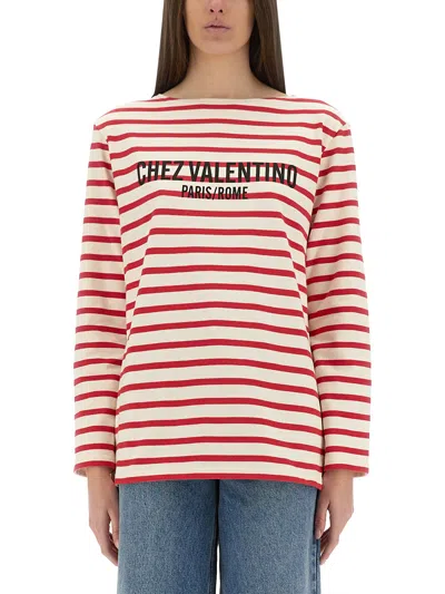 Valentino Garavani Cotton Long Sleeve T-shirt With Print In Multi