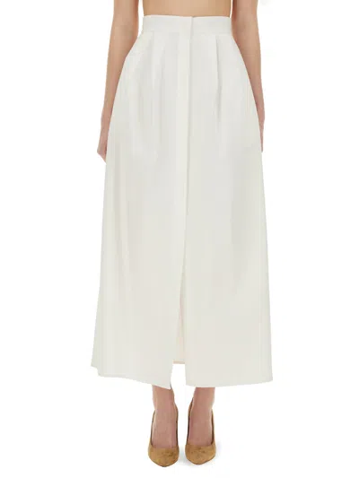 Max Mara Long Compact Jersey Skirt In White