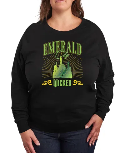 Hybrid Apparel Plus Size Wicked Emerald City Graphic Pullover T-shirt In Black