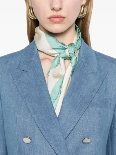 Tagliatore Double-breasted Cotton Jacket With Structured Shoulders In Blue