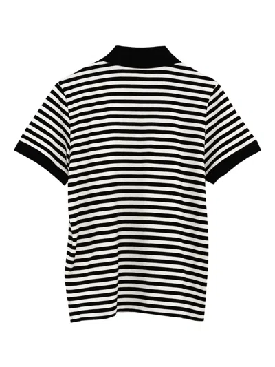 Moncler Striped Polo With Ribbed Cuffs In Multicolor