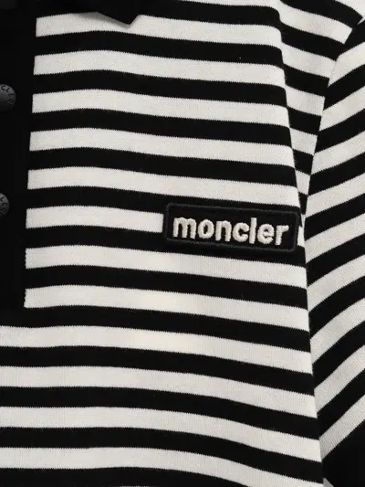 Moncler Striped Polo With Ribbed Cuffs In Multicolor