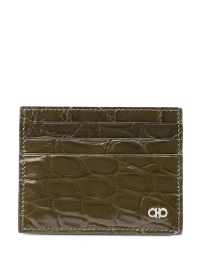 Ferragamo Gancini Credit Card Holder In Green