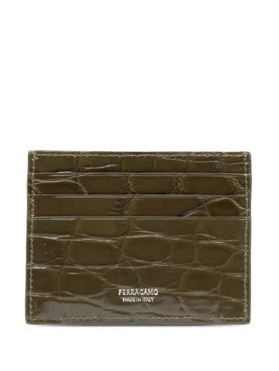 Ferragamo Gancini Credit Card Holder In Green