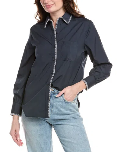 Rag & Bone Maxine Blanket Stitch Cotton Button-up Shirt In Blue