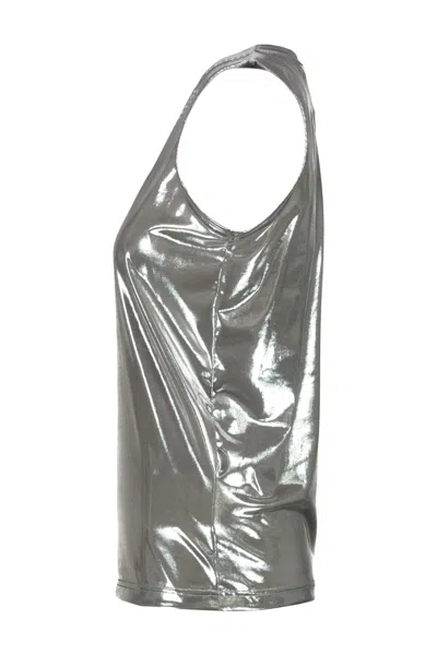 Junya Watanabe Metallic Mesh Tank Top In Silver