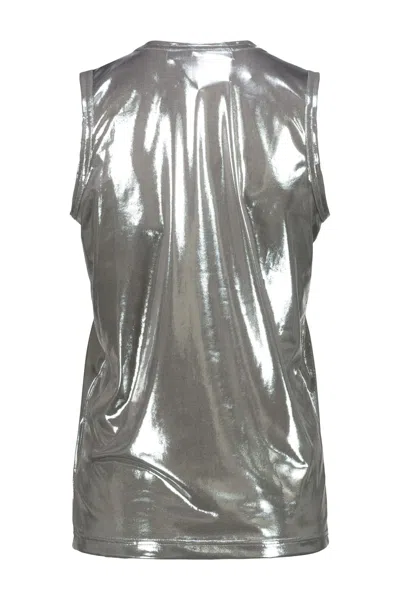 Junya Watanabe Metallic Mesh Tank Top In Silver