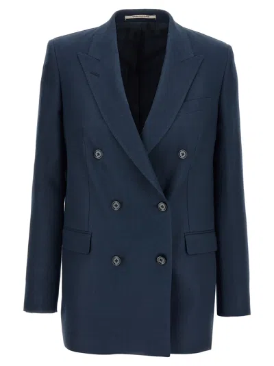 Tagliatore Tailored Jacket With Structured Shoulders And Vent In Blue