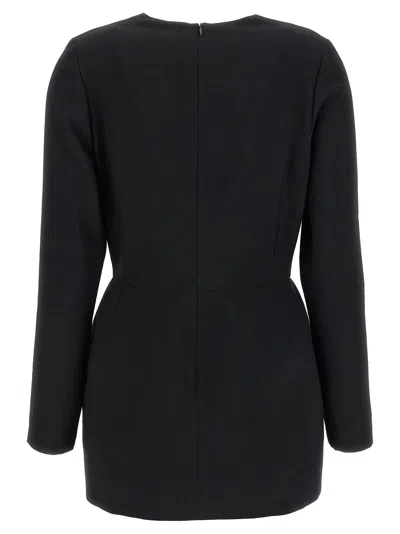 Magda Butrym '37' V-neckline Floral Long Sleeves Dress In Black