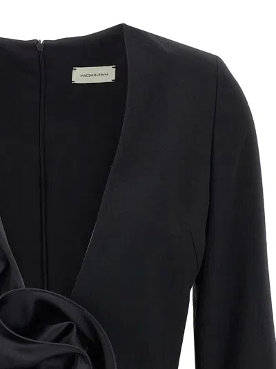 Magda Butrym '37' V-neckline Floral Long Sleeves Dress In Black