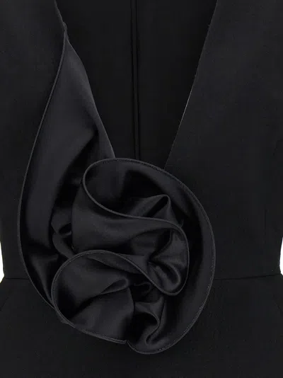 Magda Butrym '37' V-neckline Floral Long Sleeves Dress In Black