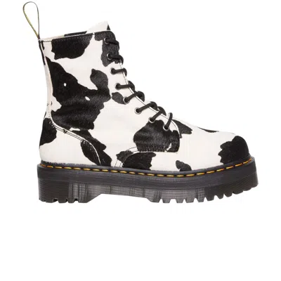 Pre-owned Dr. Martens Jadon Boot Hair-on Platform Boot 'cow Print' In Black