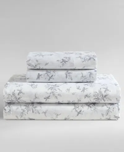 Calvin Klein Printed 300-thread Count Cotton Sateen 4-pc. Sheet Set, Queen In Abstract Floral