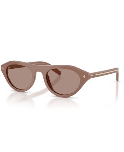 Prada Womens Brown Pr B15s Oval-frame Acetate Sunglasses In Brown