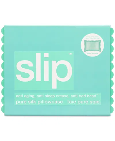Slip Pure Silk Queen Pillowcase With Scalloped Edge In Turquoise