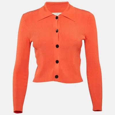 Pre-owned Sandro Red Rib Knit Button Front Crop Top S