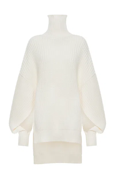 A.w.a.k.e. Ribbed-knit Wool Turtleneck Sweater In Off-white