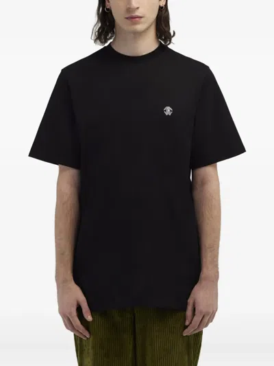 Roberto Cavalli T-shirt With Mirror Snake Monogram In Black