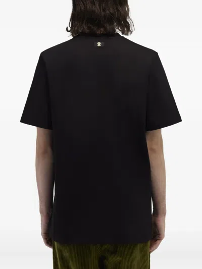 Roberto Cavalli T-shirt With Mirror Snake Monogram In Black