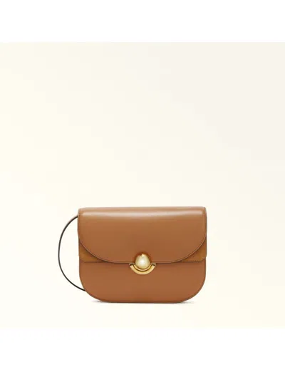 Furla Sfera Brandy Shoulder Bag In Smooth Leather In Brown