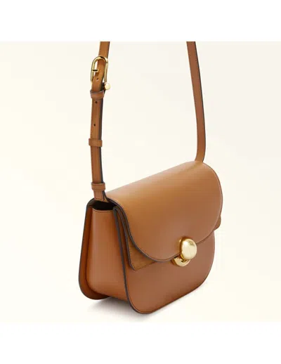 Furla Sfera Brandy Shoulder Bag In Smooth Leather In Brown