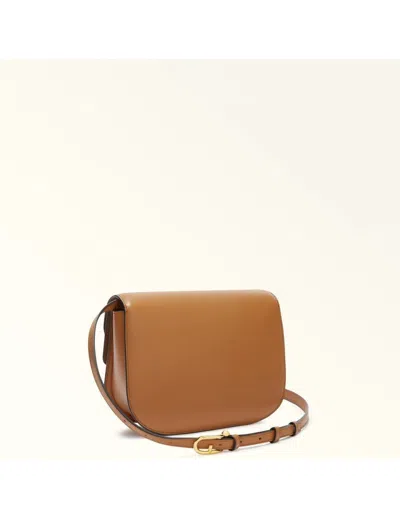 Furla Sfera Brandy Shoulder Bag In Smooth Leather In Brown