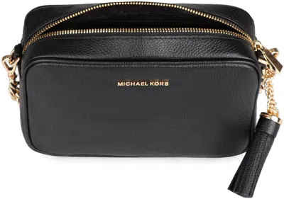Michael Kors Ginny Leather Crossbody Bag In Black