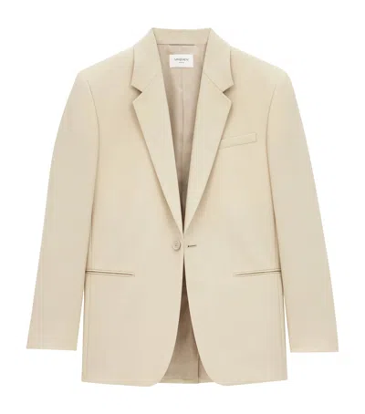 Saint Laurent Light Beige Single-breasted Wool Jacket In Neutral