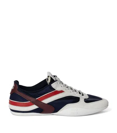 Miu Miu Multicolor Tech Fabric And Suede Gymnasium Sneakers In Animal Print